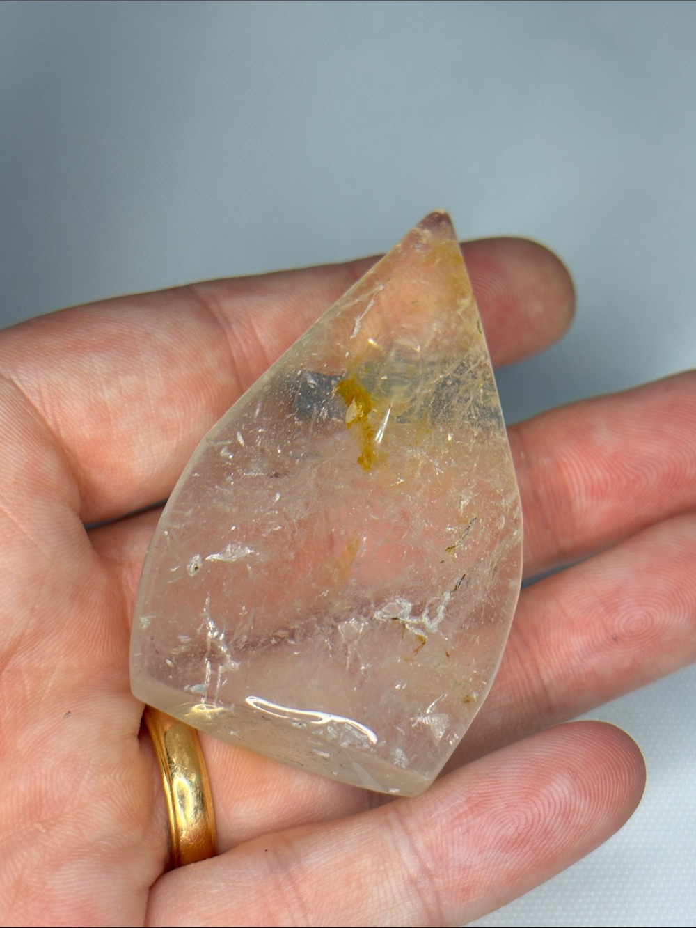 Clear Quartz Crystal Point with Golden Rutile Inclusions